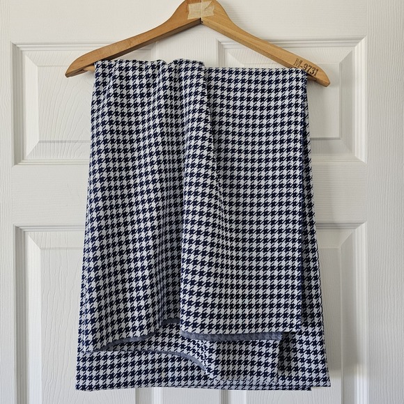 Fabric Other - 1970s Vintage Polyester Houndstooth Navy White Fabric 2+ Yards